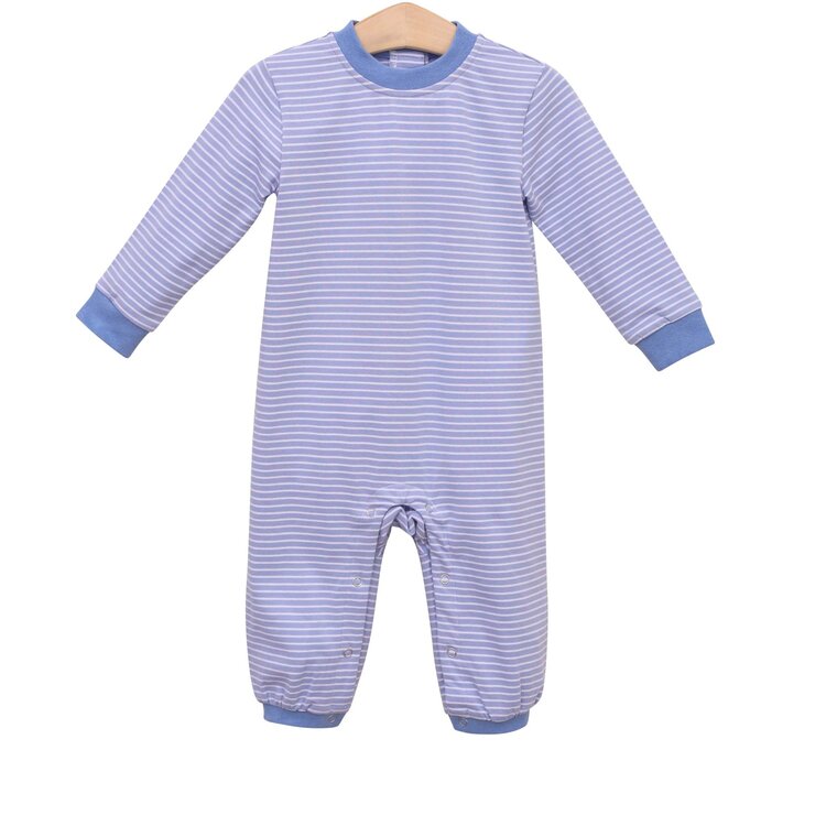 Trotter Street Miller Romper - Steel Blue Stripe