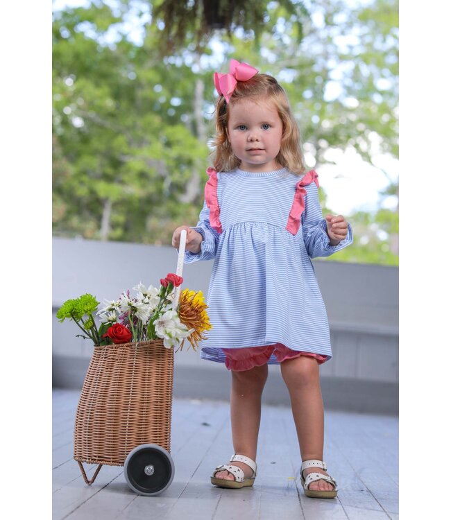 Olivia Bloomer Set- Cornflower Blue/Pink