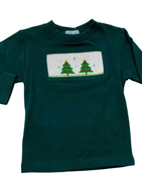 Vive Le Fete Christmas Tree Smocked Green LS Shirt