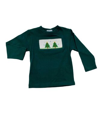 Vive Le Fete Christmas Tree Smocked Green LS Shirt