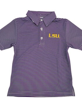 Vive Le Fete Stripe Polo LSU Purple Shirt