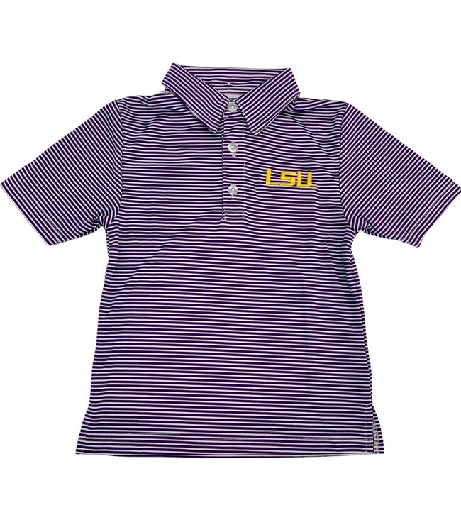 Stripe Polo LSU Purple Shirt