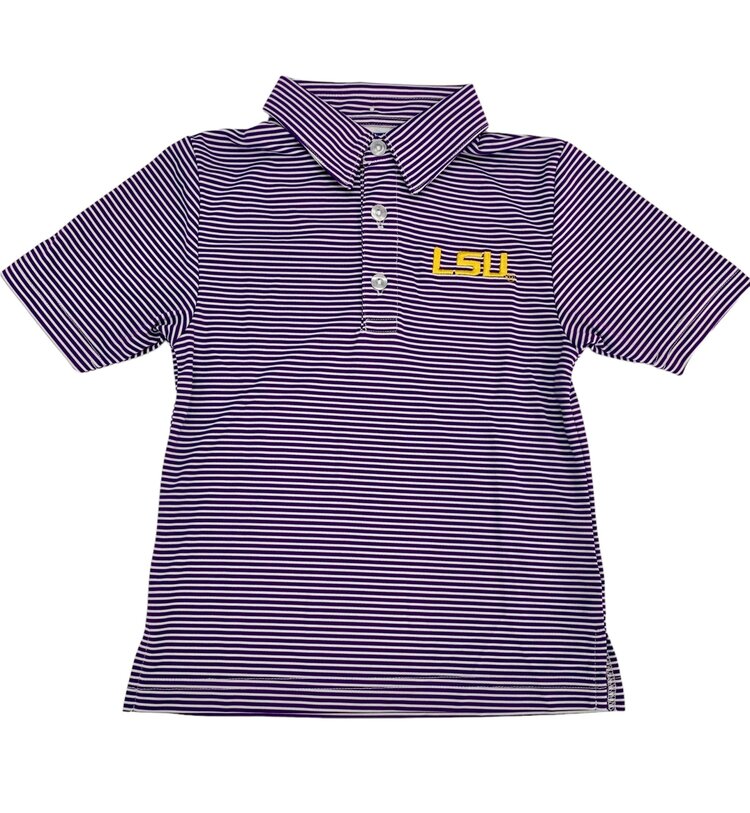 Vive Le Fete Stripe Polo LSU Purple Shirt