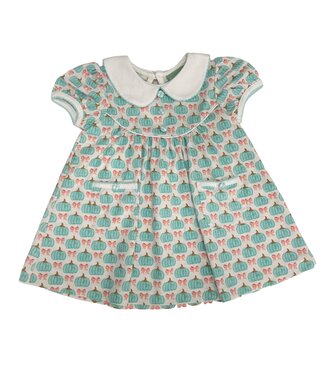 Sage & Lily Aqua Pumpkins Buttons Chest Dress