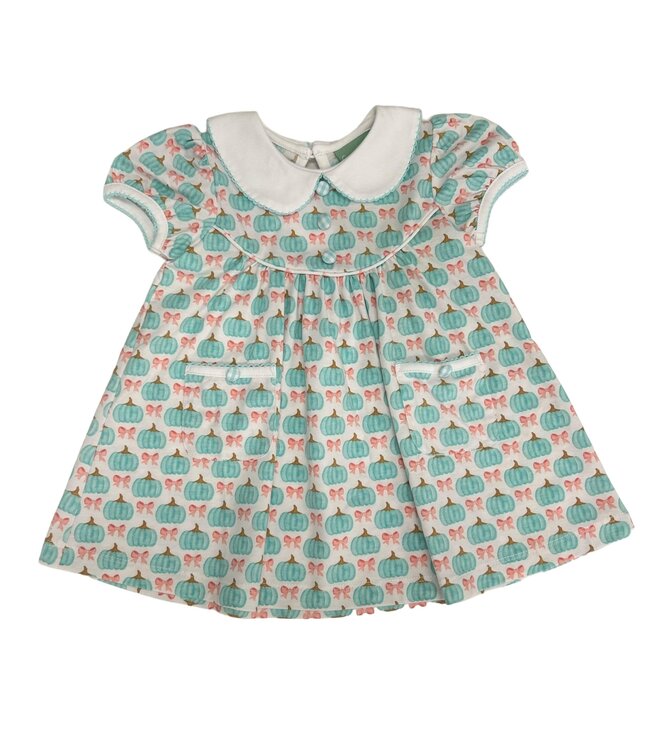 Aqua Pumpkins Buttons Chest Dress