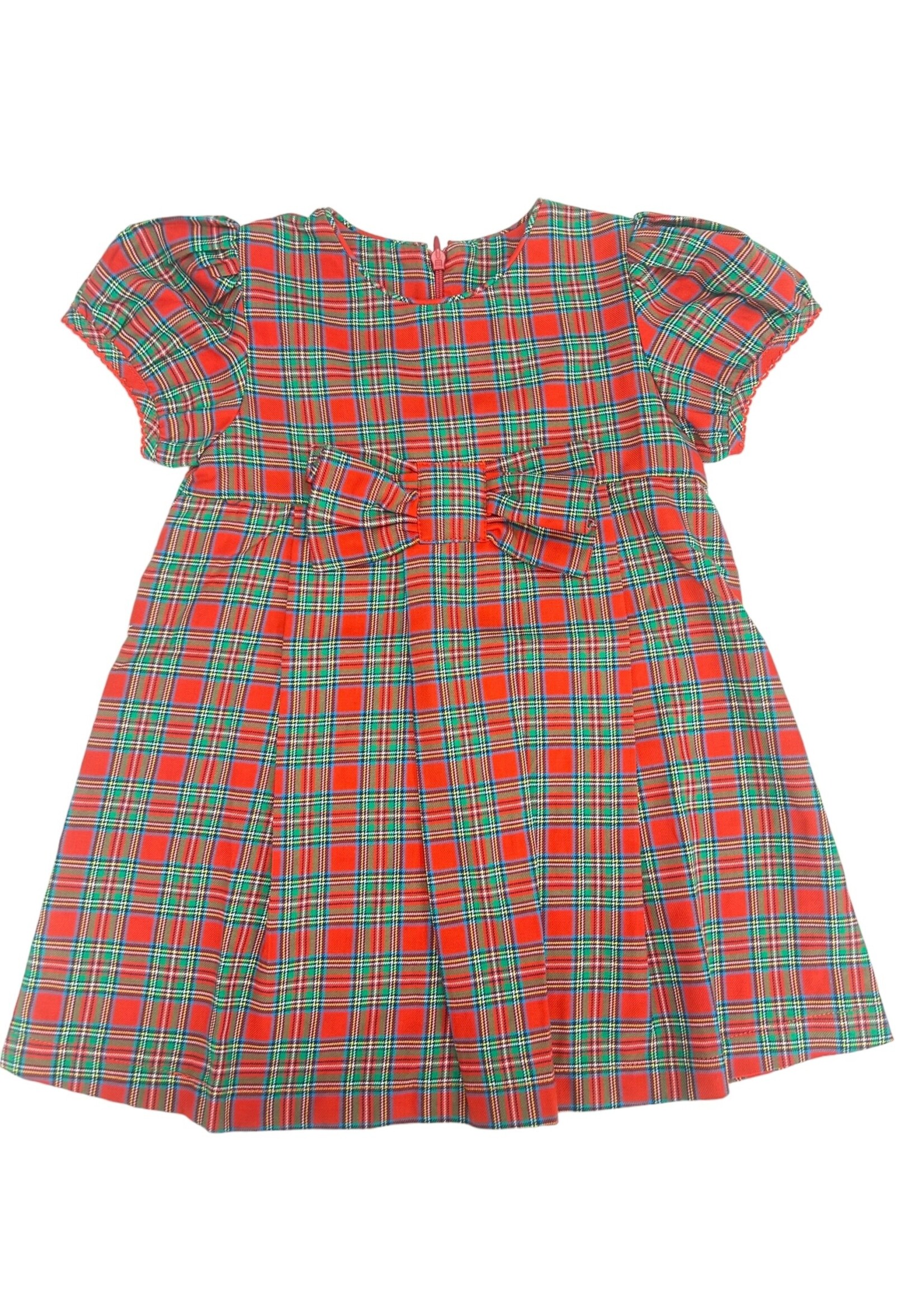 Sage & Lily Red/Green Plaid Bow Dress