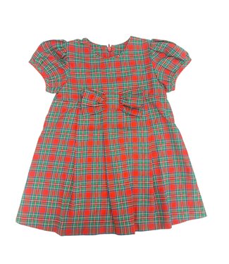 Sage & Lily Red/Green Plaid Bow Dress
