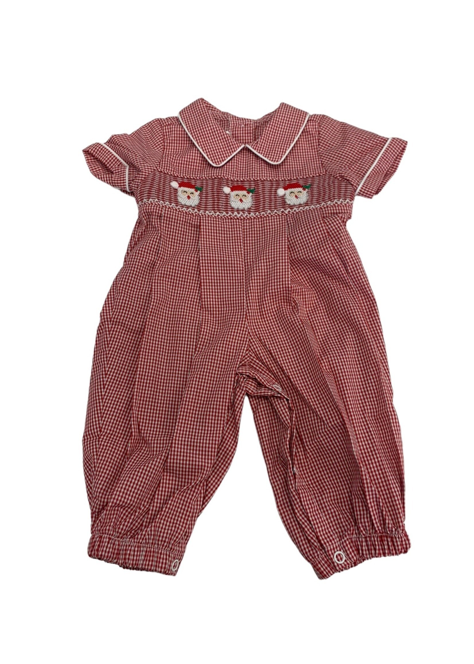 Baby Blessings Little Claus Red Gingham Caleb Romper