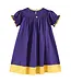 Purple Gold Football Smocked Bishop Dress