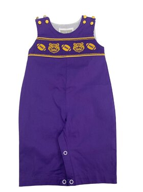 Lil Cactus Purple Gold Football Tiger Smocked Longall
