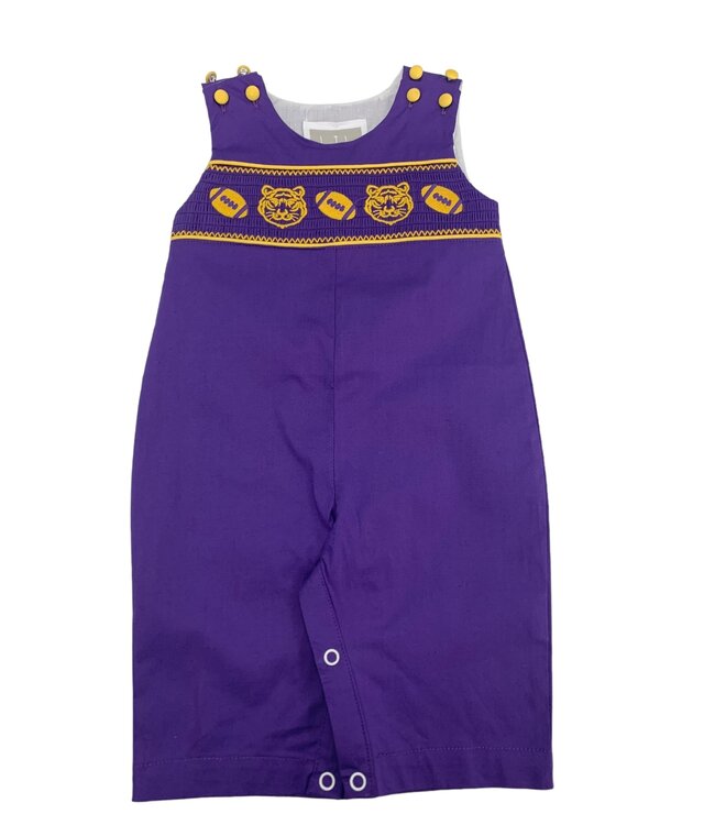 Purple Gold Football Tiger Smocked Longall