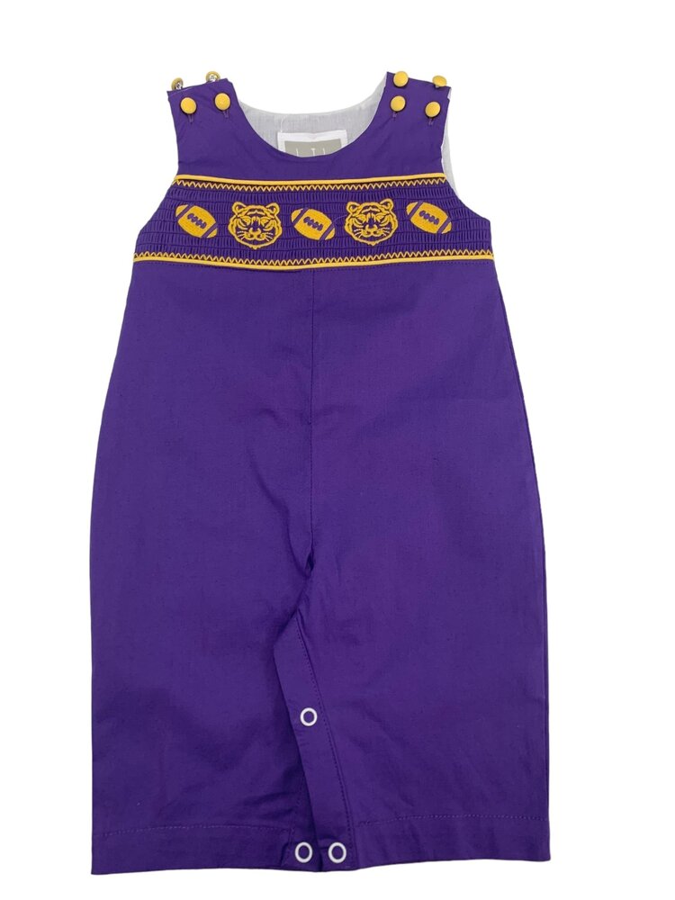 Lil Cactus Purple Gold Football Tiger Smocked Longall
