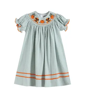 Lil Cactus Green Pinstripe Turkey Smocked Bishop Dress