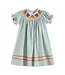 Green Pinstripe Turkey Smocked Bishop Dress