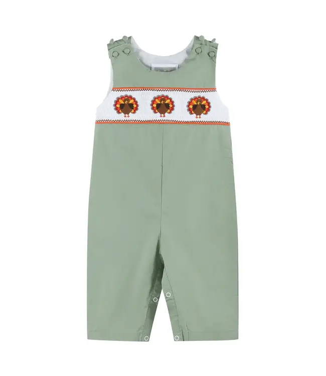 Sage Green Turkey Smocked Overall