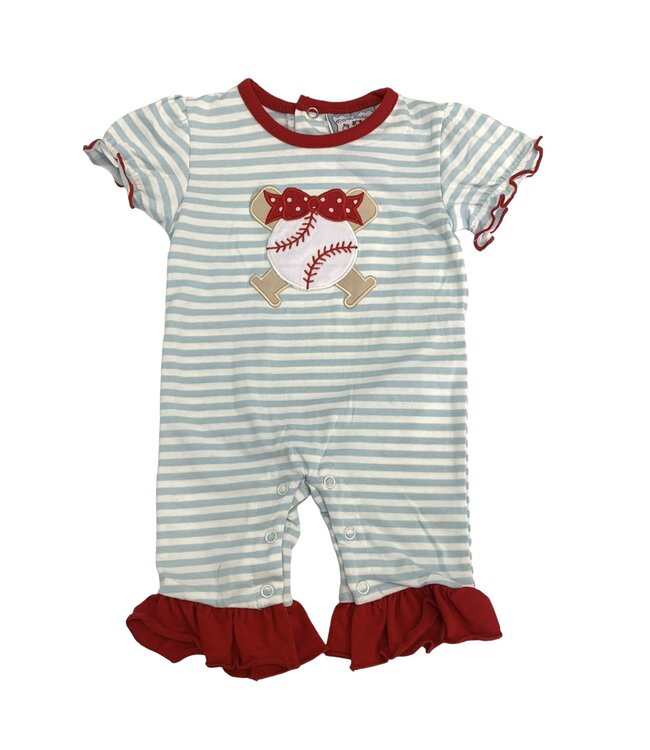 Baseball Applique Girls Romper