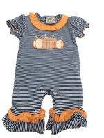 Three Sisters Pumpkin Applique Girls Romper