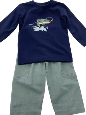 Three Sisters Bass Fish Applique Pant Set