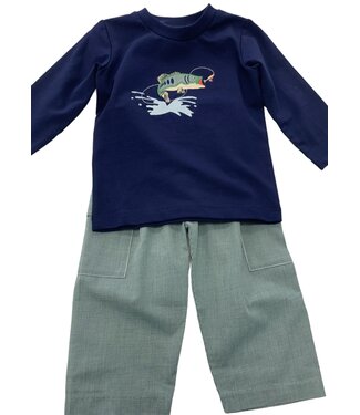 Three Sisters Bass Fish Applique Pant Set