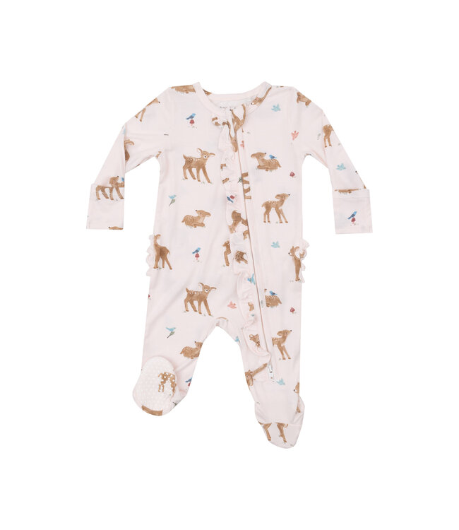 Soft Deer 2 Way Ruffle Zipper Footie