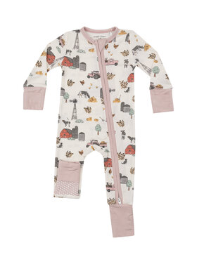 Angel Dear Hay Farmer Pink 2 Way Zipper Romper