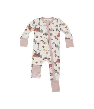 Angel Dear Hay Farmer Pink 2 Way Zipper Romper