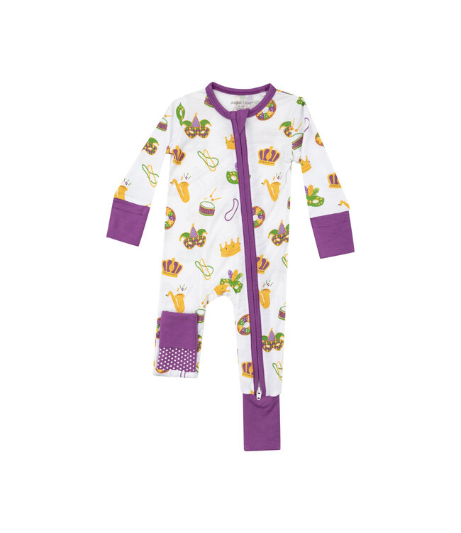 Mardi Gras 2 Way Zipper Romper