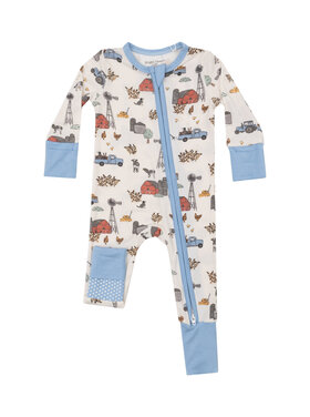 Angel Dear Hay Farmer Blue 2 Way Zipper Romper