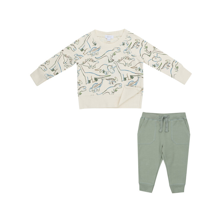 Angel Dear French Terry Artsy Dinos -Raglan Sweatshirt and Jogger Set