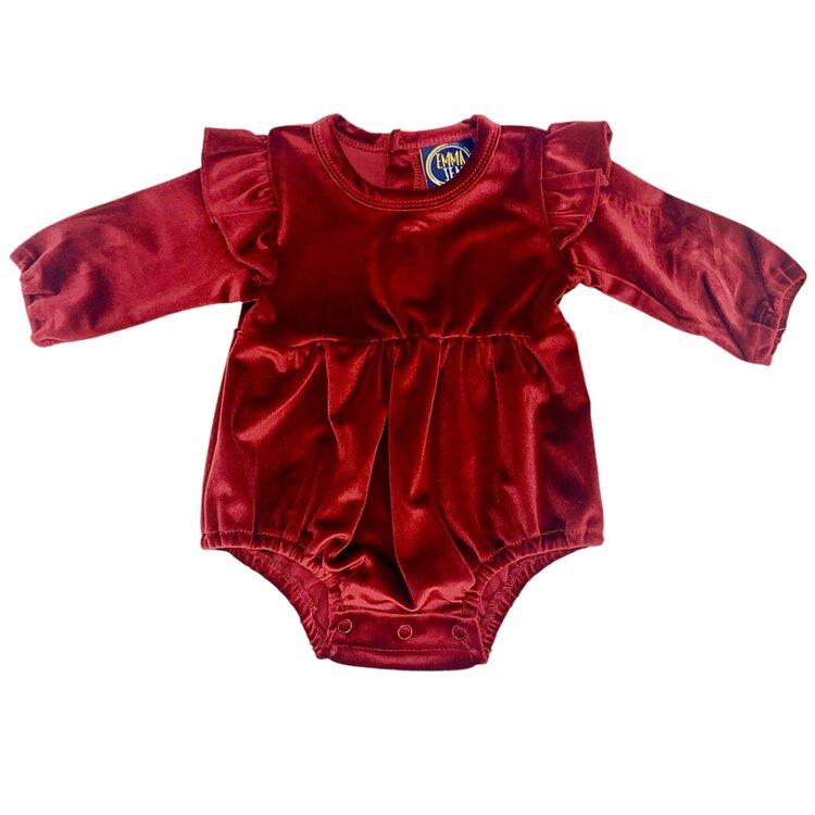 Emma Jean Everly Long Sleeve Burgundy Velvet