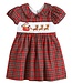 Red Christmas Plaid Santa Sleigh Smocked Dress