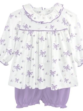 Baby Club Chic Lavender Bows Printed Blouse & Bloomer Set