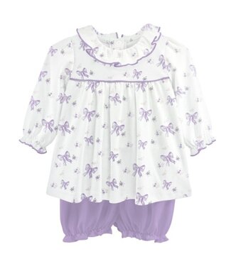 Baby Club Chic Lavender Bows Printed Blouse & Bloomer Set