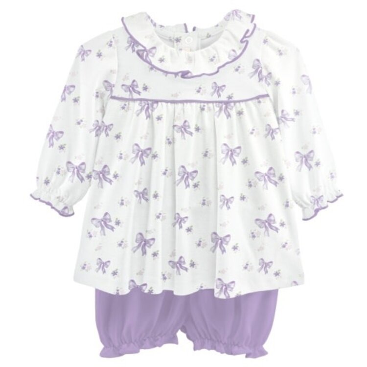 Baby Club Chic Lavender Bows Printed Blouse & Bloomer Set