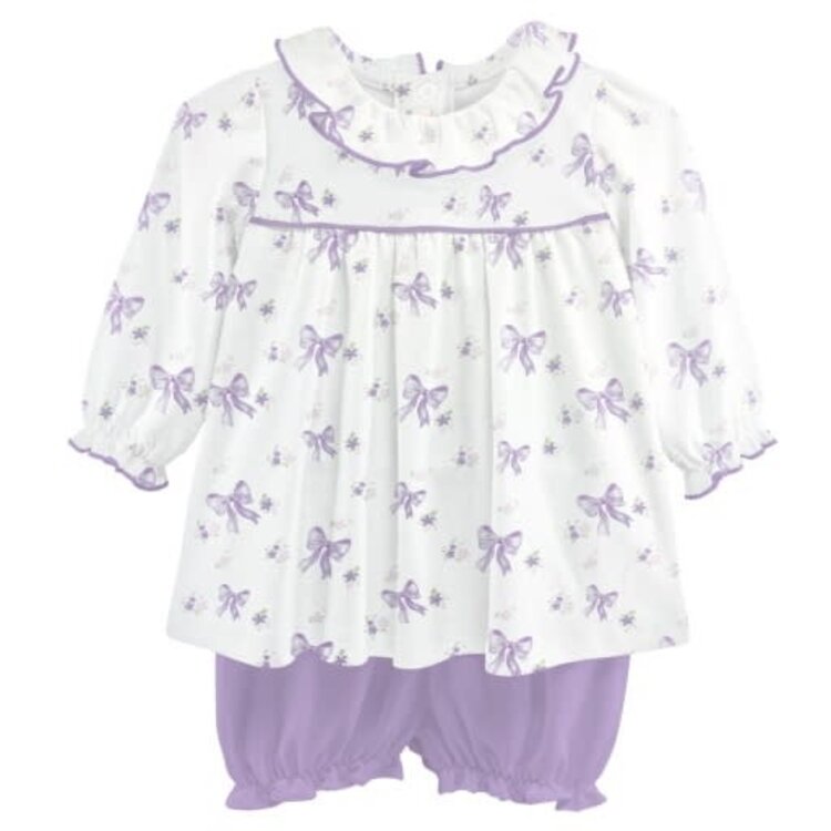 Baby Club Chic Lavender Bows Printed Blouse & Bloomer Set