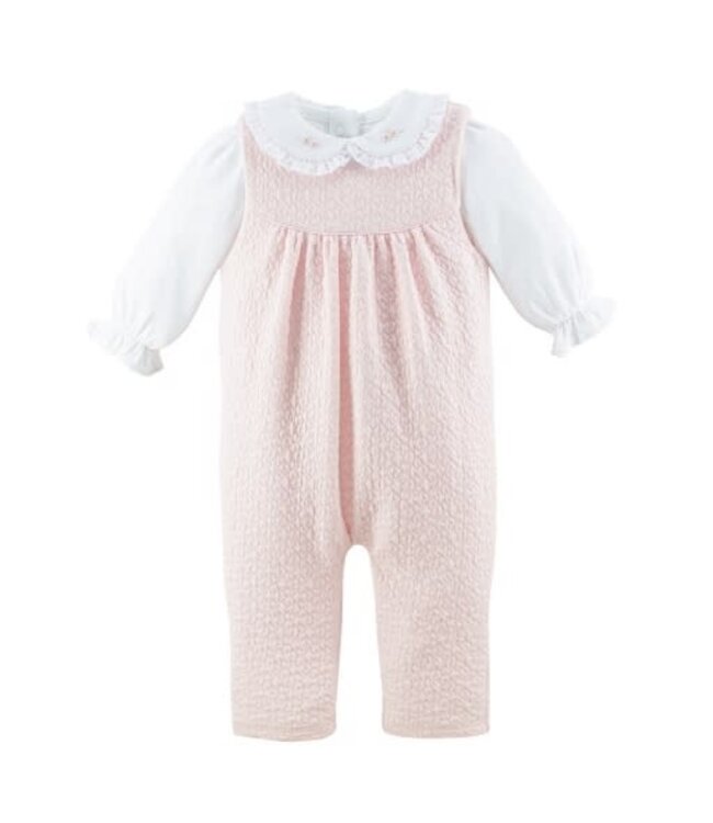 Hearts Overall w/ Embroidered Collar Body Set