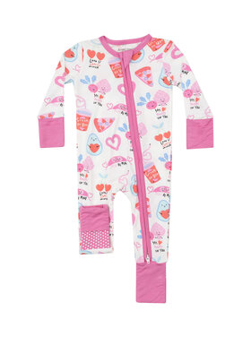 Angel Dear Love You Foodie Much Pink Zipper Romper