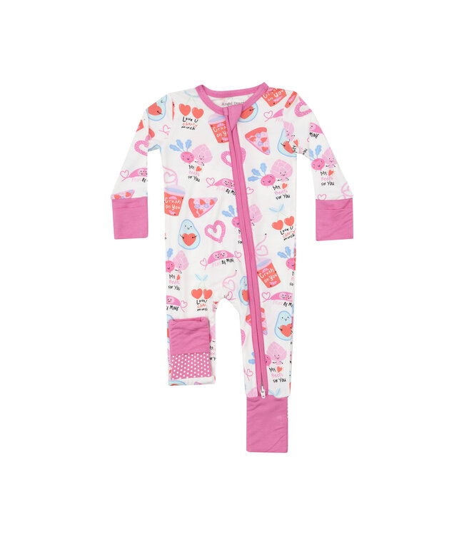 Love You Foodie Much Pink Zipper Romper
