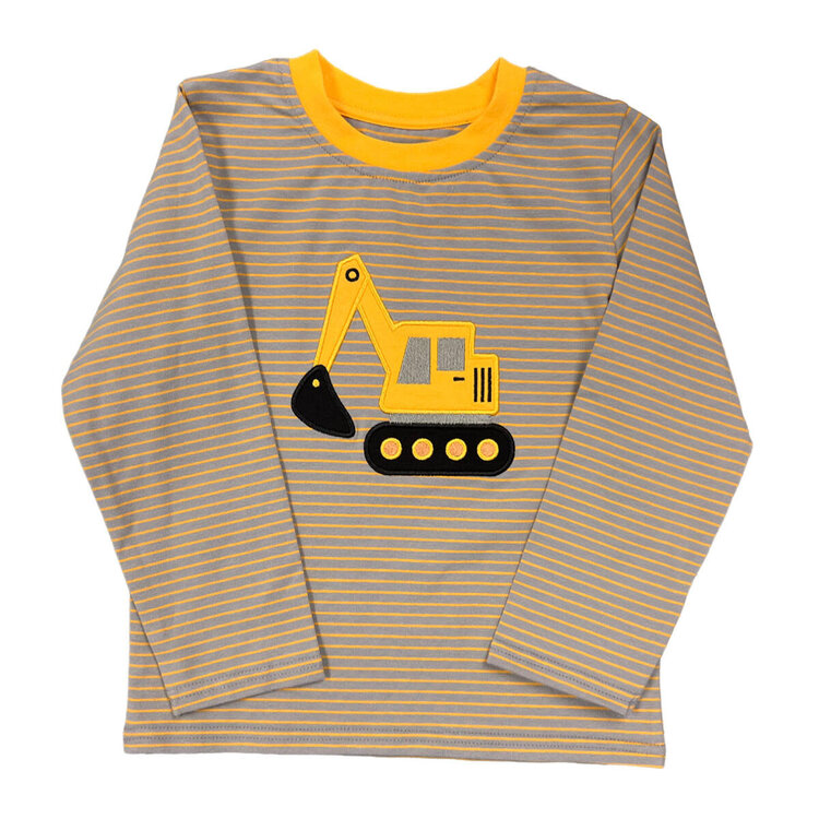 Be Mine Excavator Applique Boy Shirt