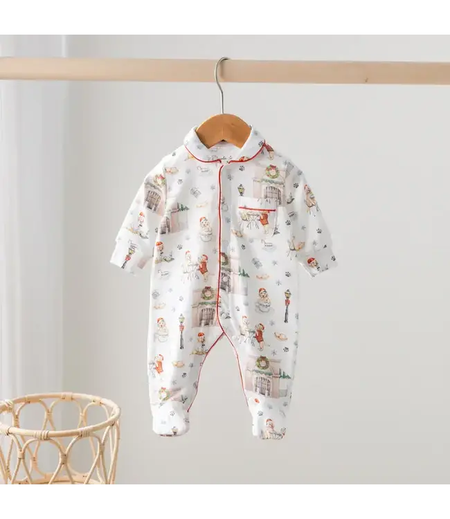 Beignet Holiday Button Down Footie