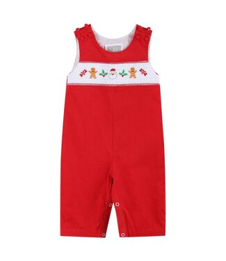 Lil Cactus Red Velvet Christmas Smocked Overall