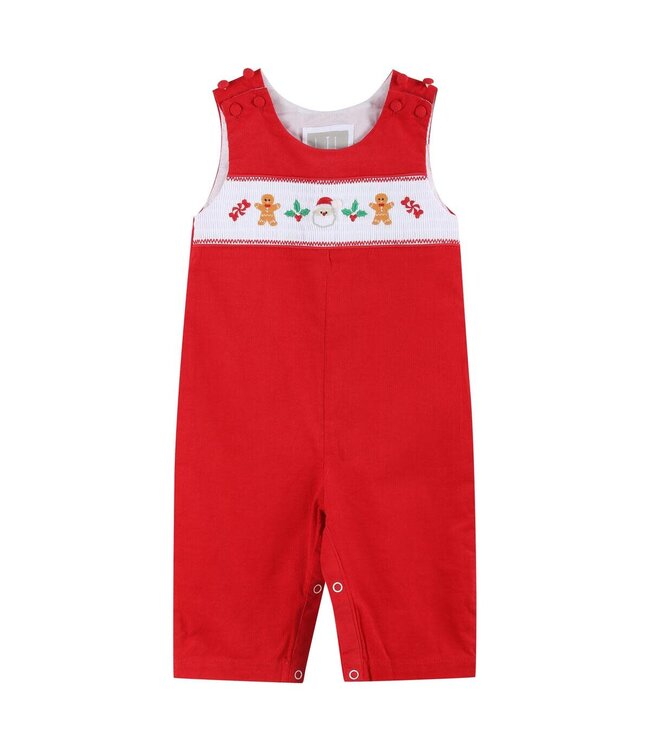 Red Velvet Christmas Smocked Overall