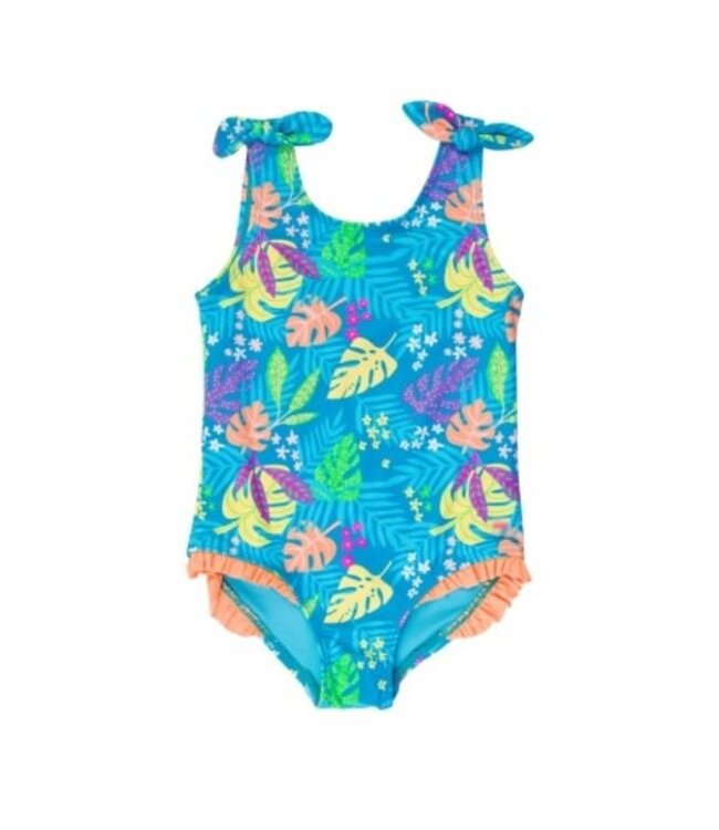 Tie Shoulder One Piece - Neon Tiki Vibes