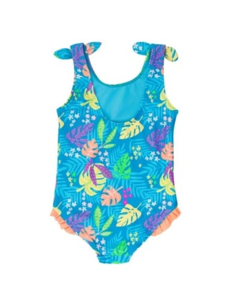 RuffleButts + RuggedButts Tie Shoulder One Piece - Neon Tiki Vibes