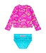 Neon Island Time - LS Zipper Rash Guard 2-Piece