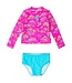 Neon Island Time - LS Zipper Rash Guard 2-Piece