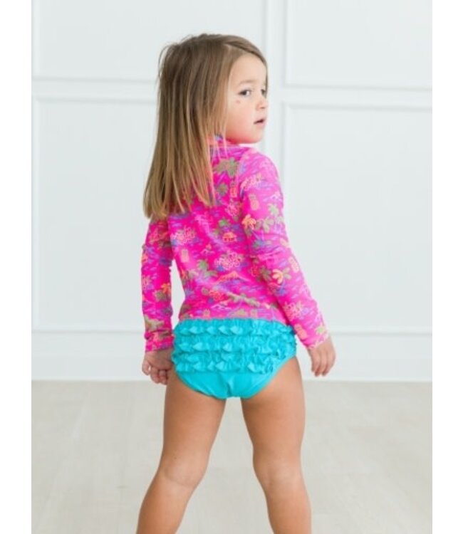 Neon Island Time - LS Zipper Rash Guard 2-Piece
