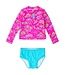 Neon Island Time - LS Zipper Rash Guard 2-Piece