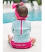 Bright Aqua Seersucker Long Sleeve Rash Guard One Piece