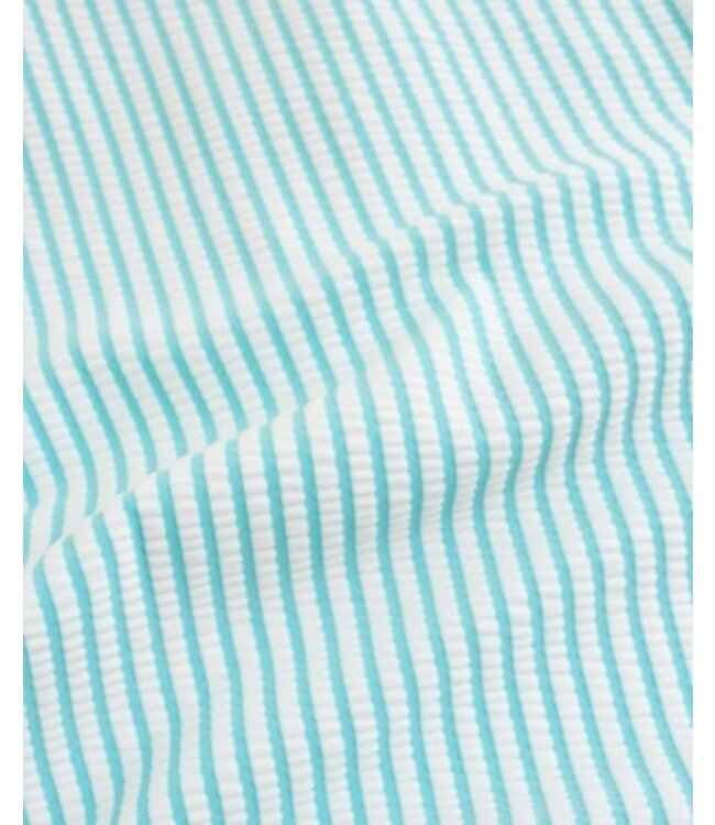 Bright Aqua Seersucker Long Sleeve Rash Guard One Piece